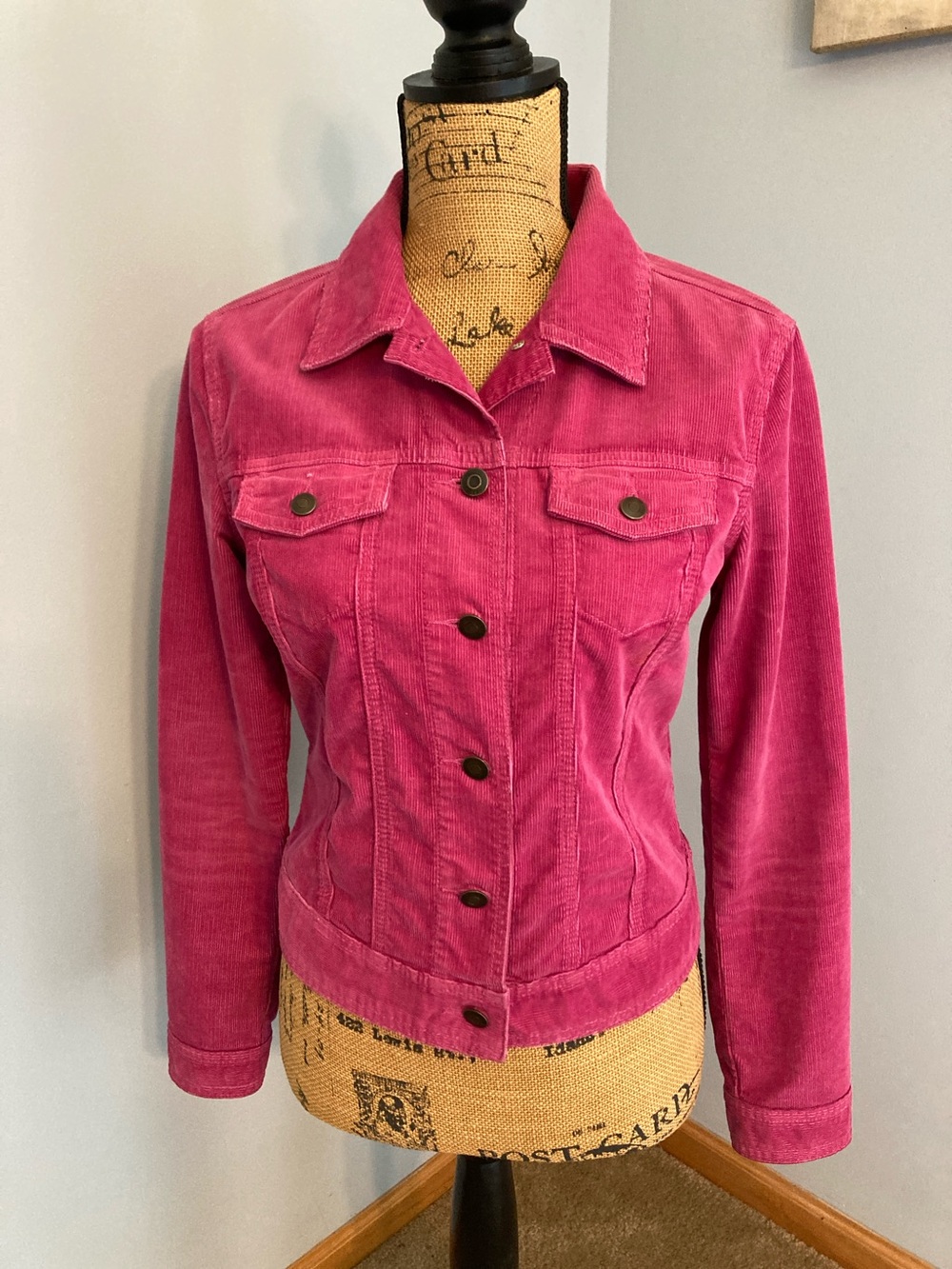 Gap1969 Pink Corduroy Button-Front Jean Jacket Women Size XS